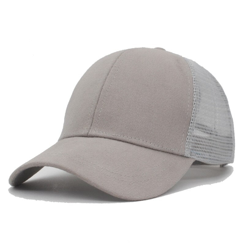 Women's Cotton Adjustable Strap Mesh Pattern Baseball Casual Cap