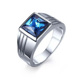 Men's Cubic Zirconia Stainless Steel Geometric Pattern Wedding Ring