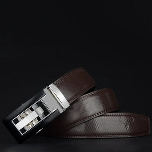 Men's Cowskin Automatic Buckle Closure Plain Pattern Strap Belts