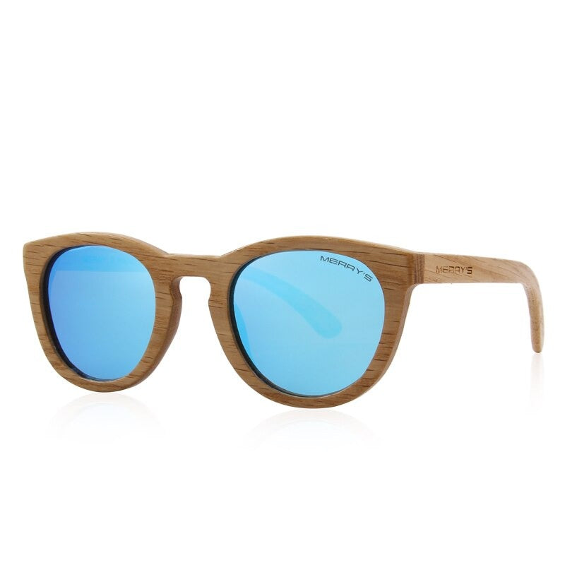 Women's Wooden Frame Polycarbonate Lens Cat Eye Retro Sunglasses