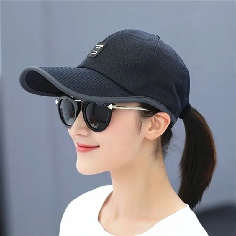 Women's Acrylic Adjustable Strap Patchwork Sun Protection Cap