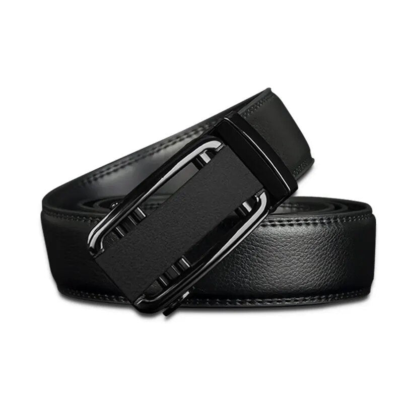 Men's Cowskin Automatic Metal Buckle Solid Pattern Strap Belts