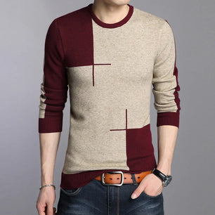 Men's O-Neck Polyester Long Sleeves Mixed Colors Pullover Sweater