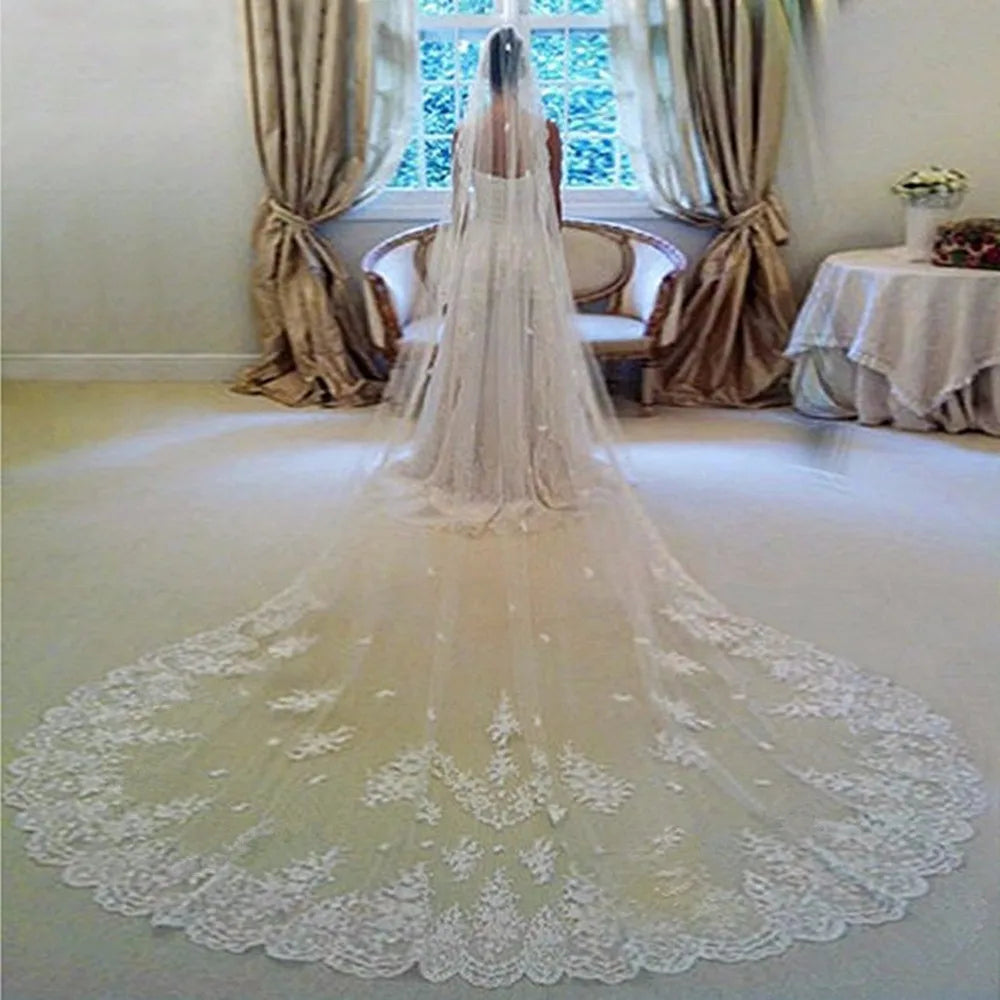 Women's Polyester Applique Edge One-Layer Bridal Wedding Veils