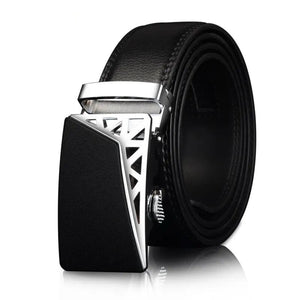 Men's Cowskin Automatic Buckle Closure Plain Pattern Casual Belts