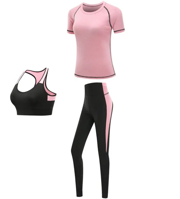 Women's Spandex Short Sleeves Running Fitness Sports Yoga Set