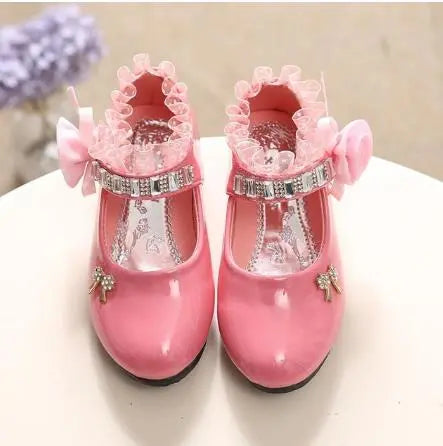 Kid's PU Round Toe Non-Slip Rhinestone Pattern Formal Shoes