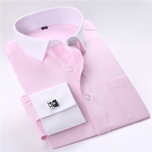 Men's Cotton Turn-Down Collar Single Breasted Formal Wear Shirt