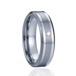 Men's Tungsten Cubic Zirconia Prong Setting Geometric Shape Ring