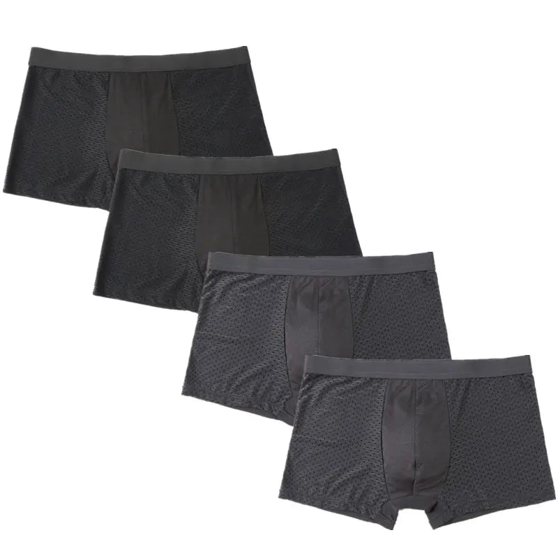 Men's 4 Pcs Modal Breathable Solid Pattern Loose Boxer Shorts