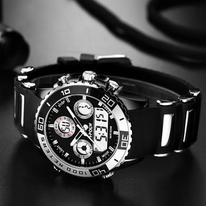 Men's Stainless Steel Buckle Clasp Round Shaped Digital Watches