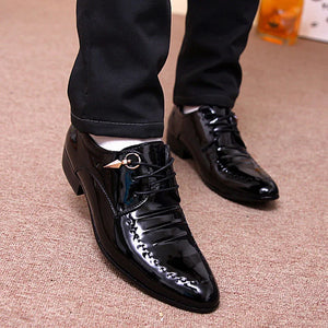 Men's PU Pointed Toe Lace-Up Closure Luxury Formal Wear Shoes