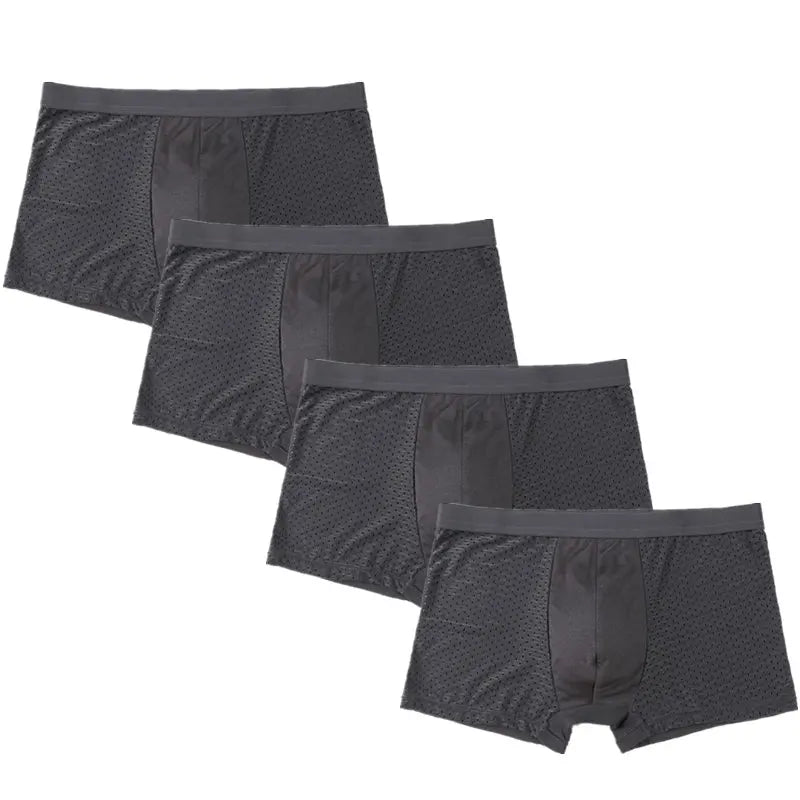 Men's 4 Pcs Modal Breathable Solid Pattern Loose Boxer Shorts