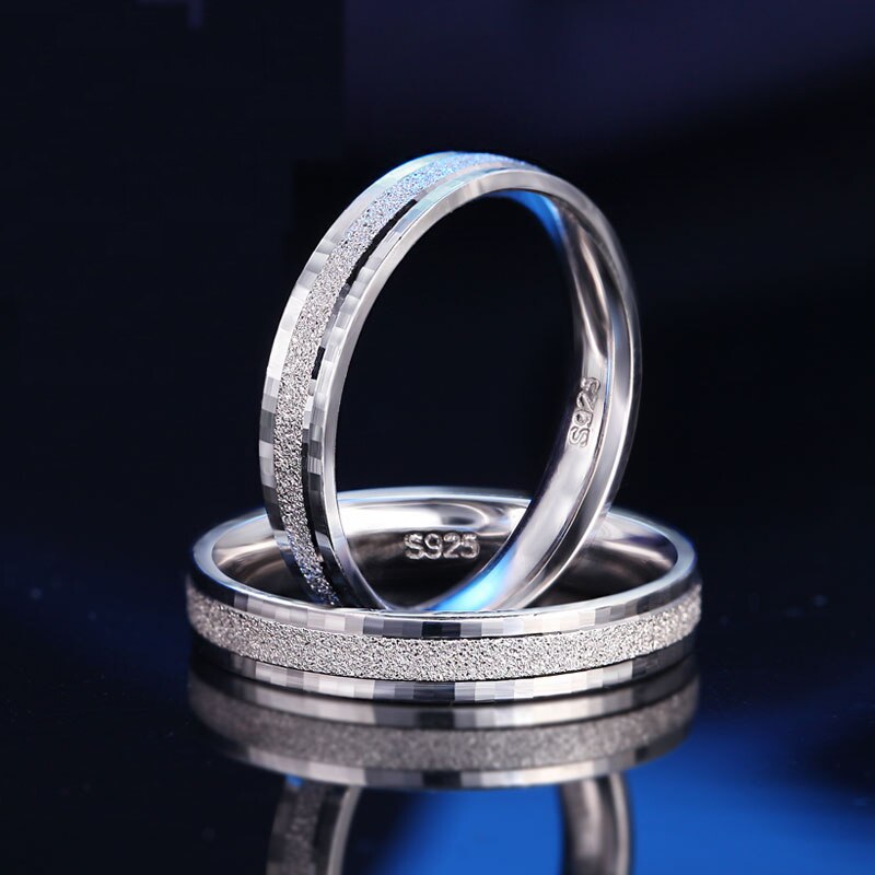 Men's 100% 925 Sterling Silver Round Pattern Wedding Couple Ring