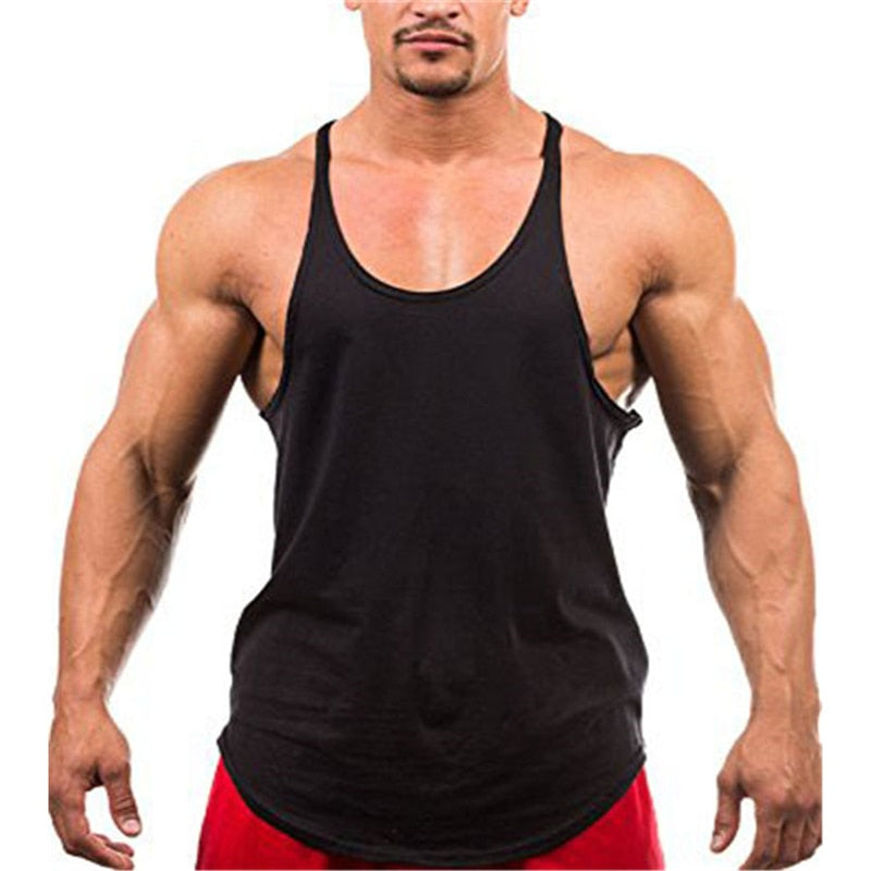 Men's Cotton U-Neck Sleeveless Solid Pattern Sports Workout Vest