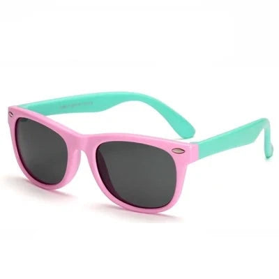 Kid's Acetate Frame Polycarbonate Lens Square Shaped Sunglasses