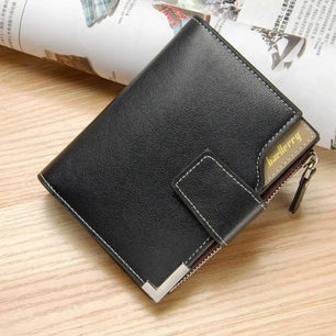 Men's PU Leather Zipper Closure Solid Pattern Card Holder Wallets