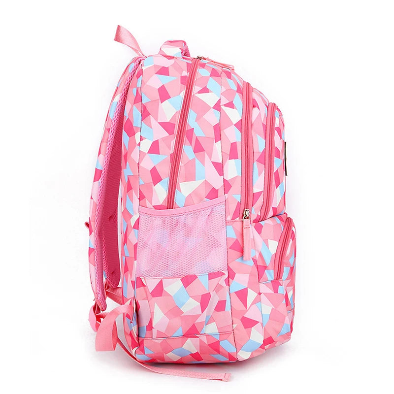 Kid's Girl Oxford Zipper Closure Waterproof School Backpack