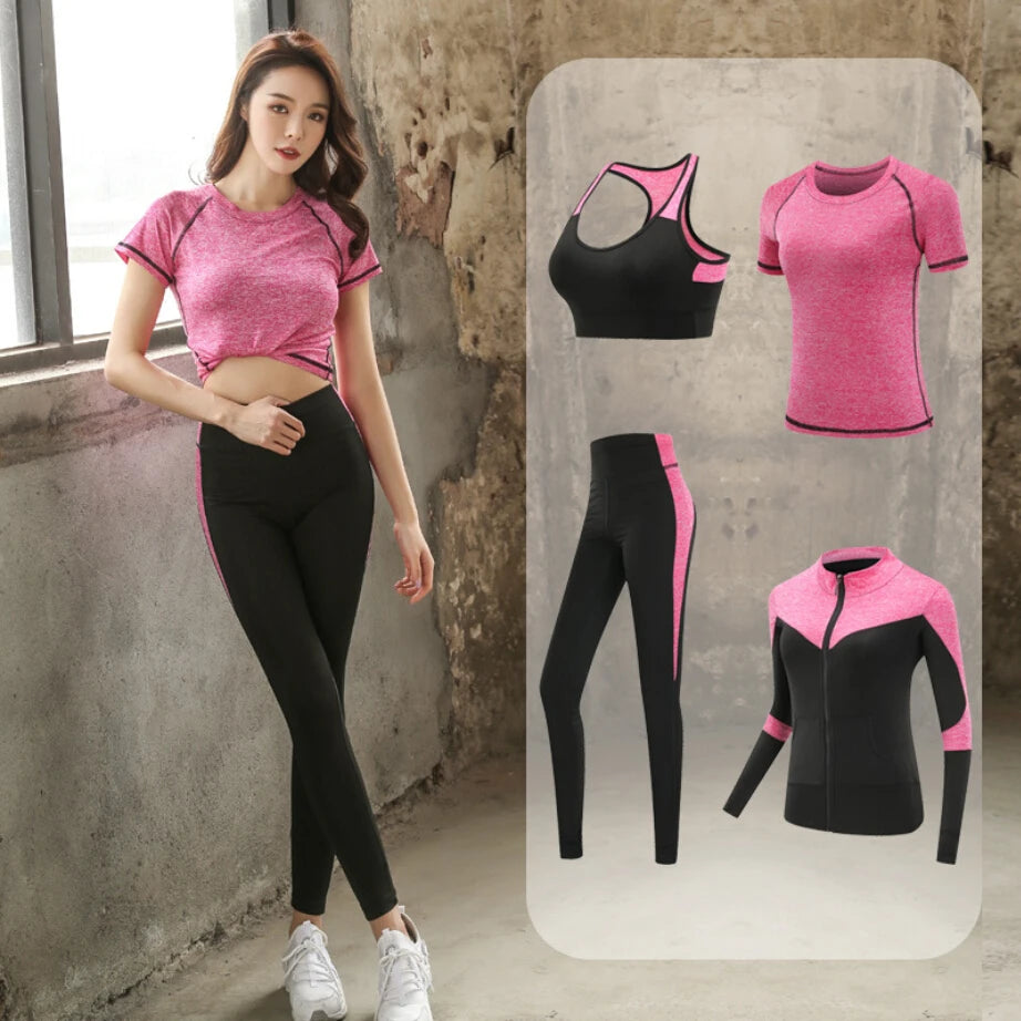 Women's Spandex O-Neck Short Sleeves Breathable Yoga Workout Set