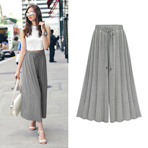 Women's Cotton High Waist Drawstring Closure Casual Trousers