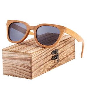 Women's Bamboo Frame TAC Lens Square Shape Trendy Sunglasses