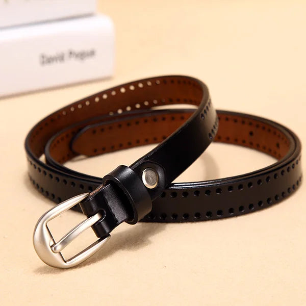 Women's Cowskin Pin Buckle Closure Patchwork Trendy Straps Belts