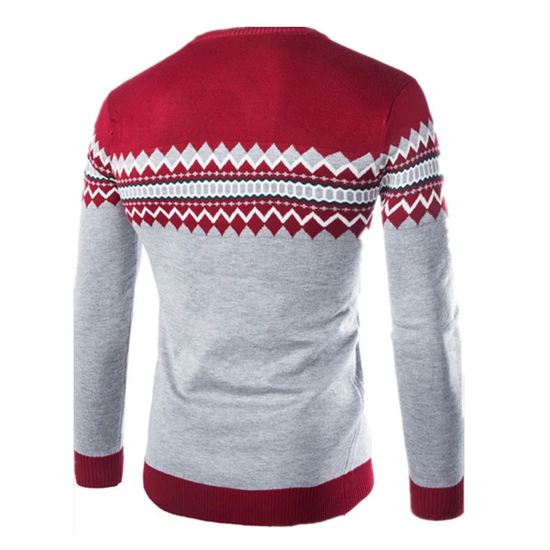 Men's O-Neck Acrylic Long Sleeves knitted Pullover Slim Sweater