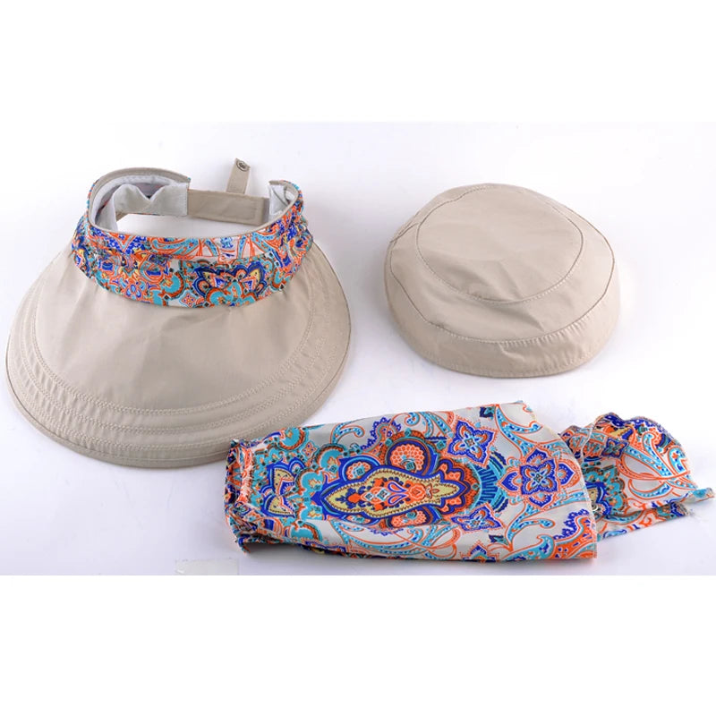 Women's Rayon Adjustable Strap Printed Pattern Sun Protection Hat