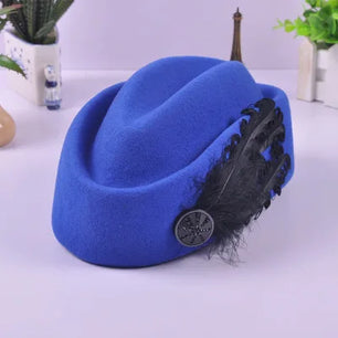 Women's Wool Feather Pattern Winter Trendy Warm Fedoras Cap