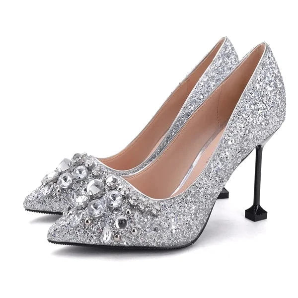 Women's PU Pointed Toe Slip-On Closure High Heels Wedding Shoes