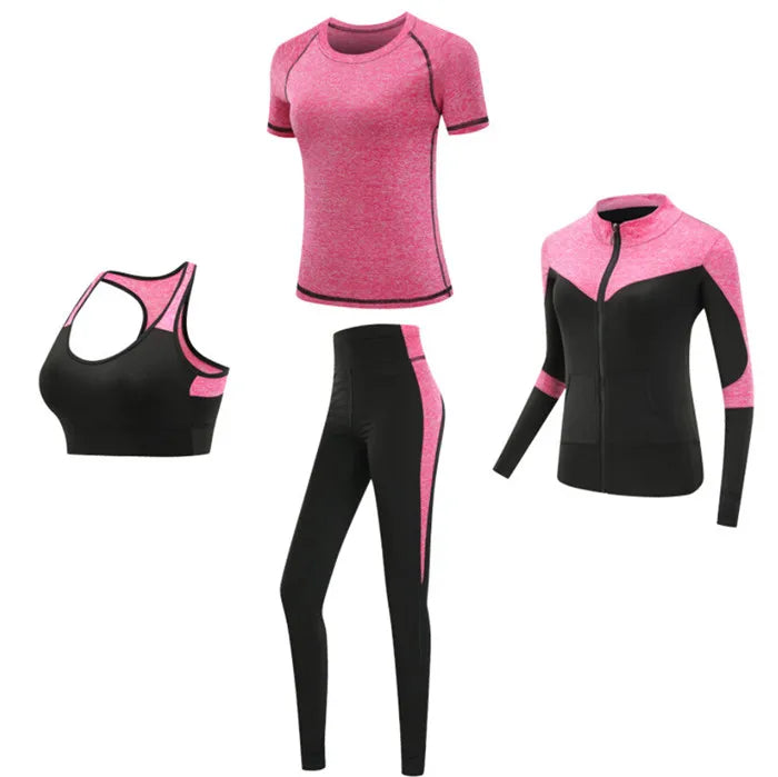 Women's Spandex Short Sleeves Running Fitness Sports Yoga Set