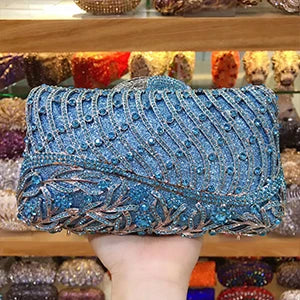 Women's Metallic Hasp Closure Rhinestone Trendy Wedding Clutch