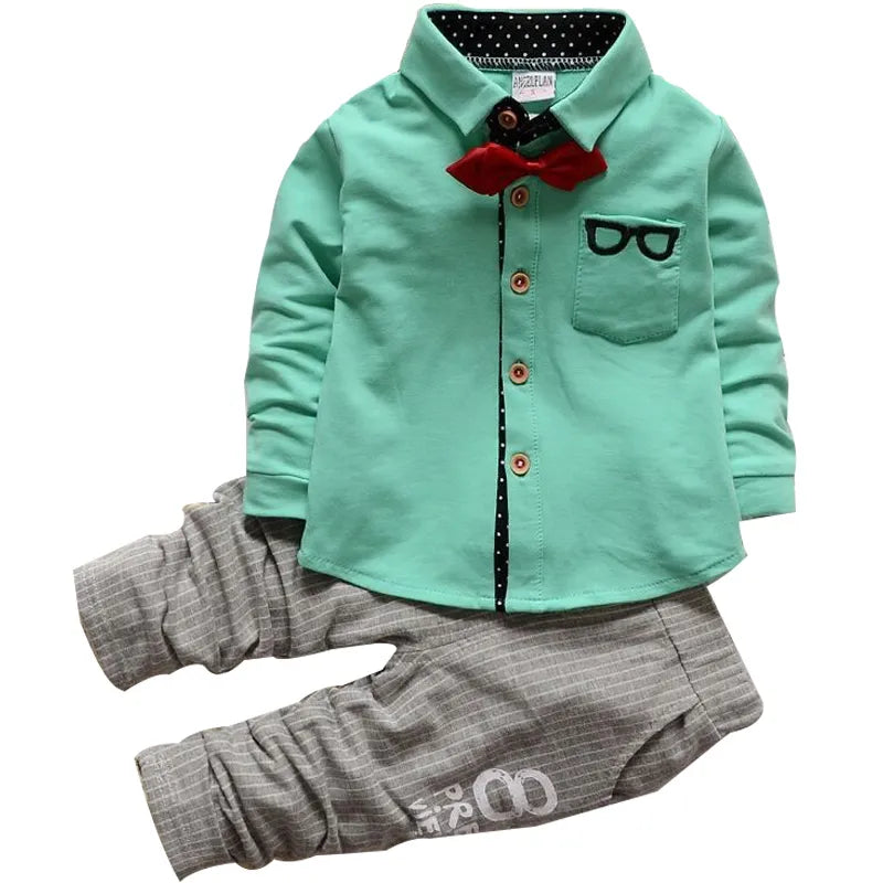 Kid's Turn-Down Collar Long Sleeve Solid Pattern Casual Clothes