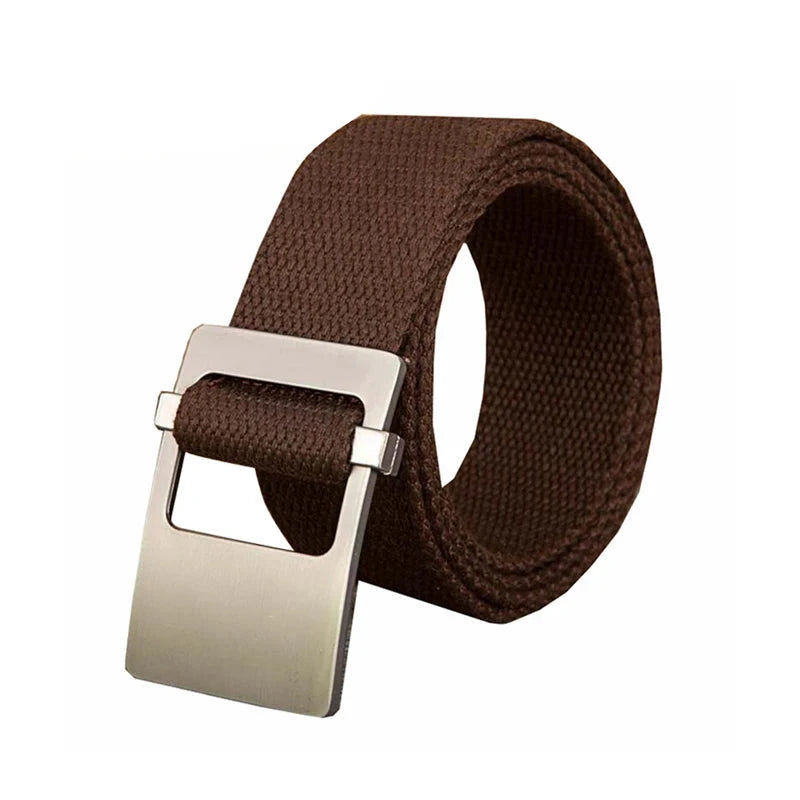 Men's Canvas Buckle Closure Plain Pattern Trendy Military Belts