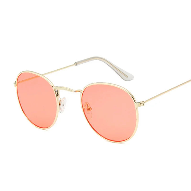 Women's Alloy Frame Acrylic Lens Oval Shaped Classic Sunglasses