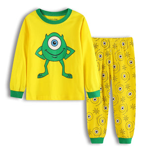 Kid's Boy Cotton O-Neck Long Sleeve Trendy Sleepwear Pajamas Set