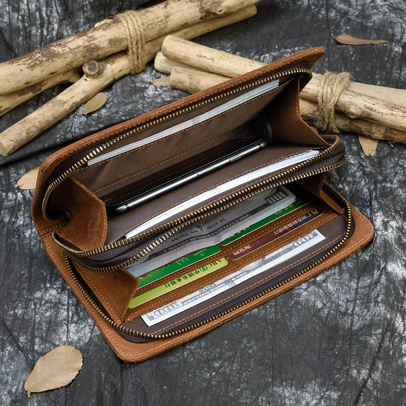 Men's Genuine Leather Solid Pattern Card Holder Casual Wallet