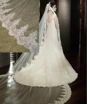 Women's Polyester Lace Edge One-Layer Cathedral Wedding Veils