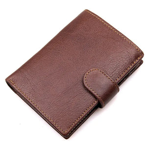 Men's Genuine Leather Solid Pattern Card Holder Vintage Wallet