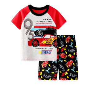 Kid's Boy Cotton O-Neck Short Sleeves Breathable Sleepwear Set