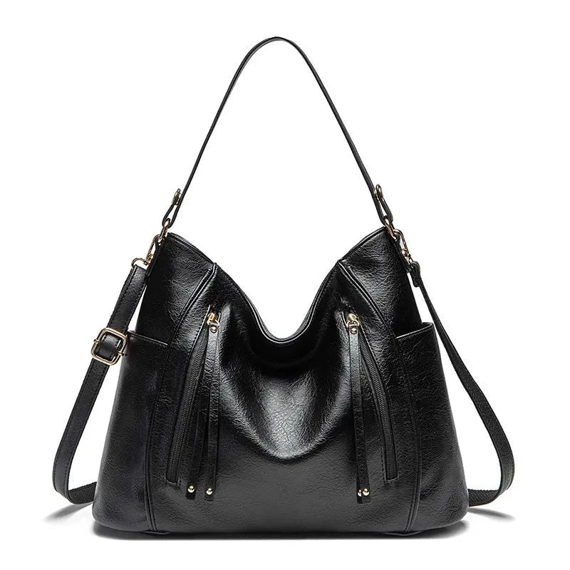 Women's PU Zipper Closure Solid Pattern Trendy Shoulder Bags