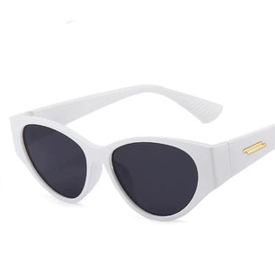 Women's Cat Eye Plastic Frame Glass Lens UV400 Shades Sunglasses