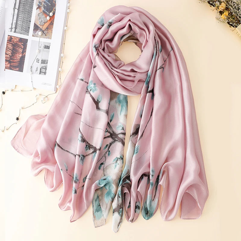 Women's Silk Neck Wrap Printed Pattern Trendy Beach Scarves