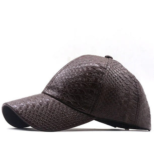 Men's Faux Leather Adjustable Strap Crocodile Skin Baseball Cap