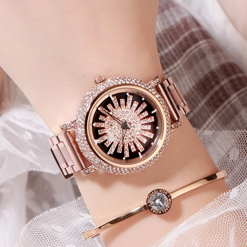 Women's Stainless Steel Round Shaped Waterproof Luxury Watch