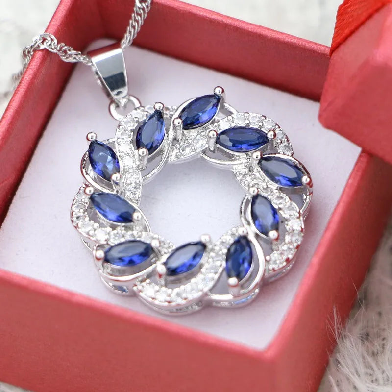 Women's 100% 925 Sterling Silver Zircon Geometric Shape Necklace