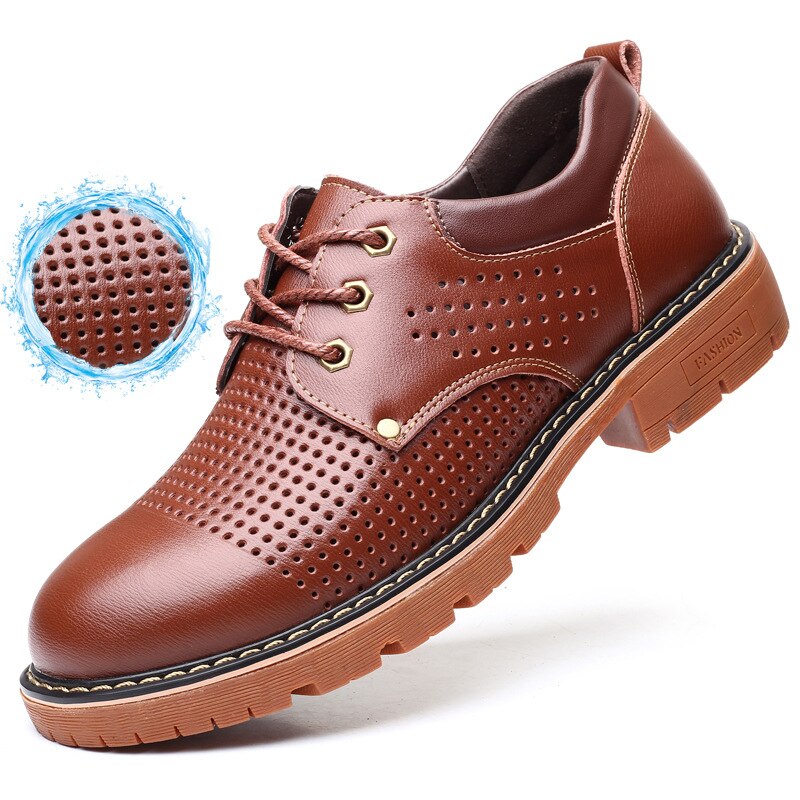 Men's Artificial Leather Round Toe Lace-up Closure Casual Shoes