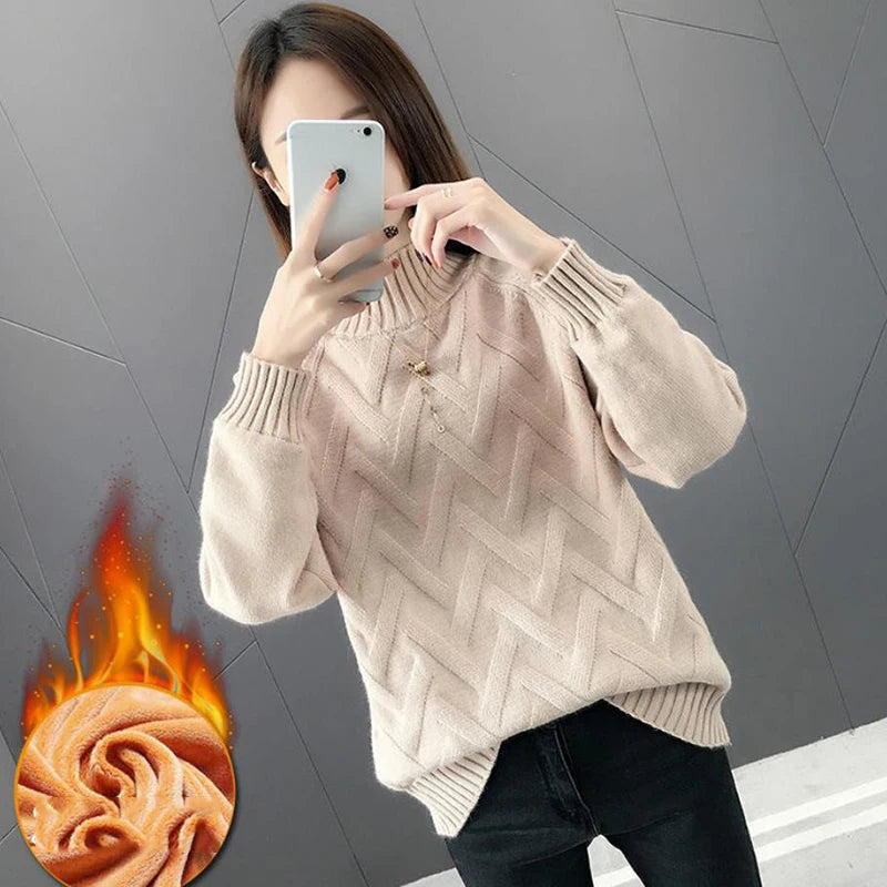 Women's Polyester High-Neck Long Sleeves Casual Wear Sweater