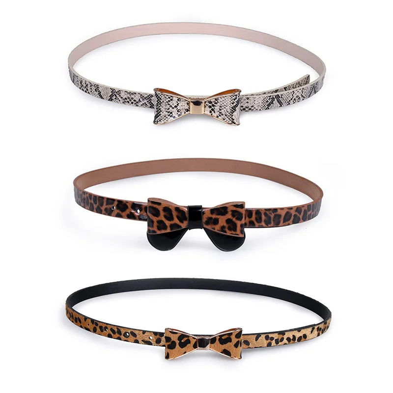 Women's PU Leather Adjustable Buckle Closure Leopard Pattern Belts