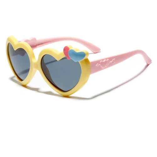 Kid's Acetate Frame TAC Lens Heart Shaped Flexible Sunglasses